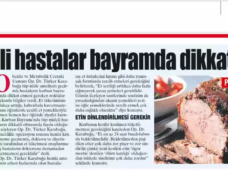 Tüp Mideli Hastalar Bayramda - Basılı Medya